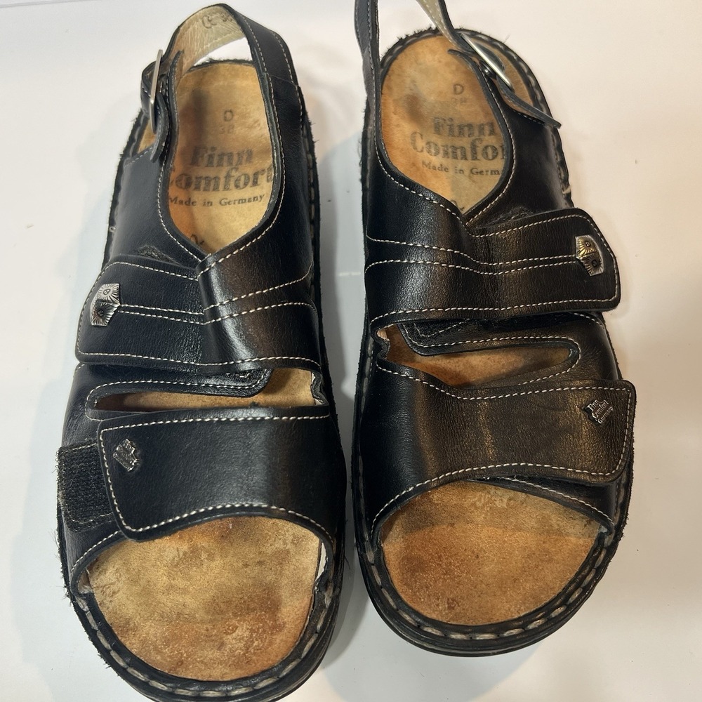 Finn Comfort Jamaica Silver Black  Slides Sandals‎ EUR 38 7.5-8